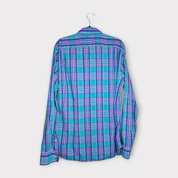 Bonobos Slim Fit Plaid Button Down Shirt Purple Blue Long Sleeve Men's XL - Picture 6 of 6